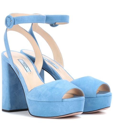 prada blue platform sandals|Prada black suede platform sandals.